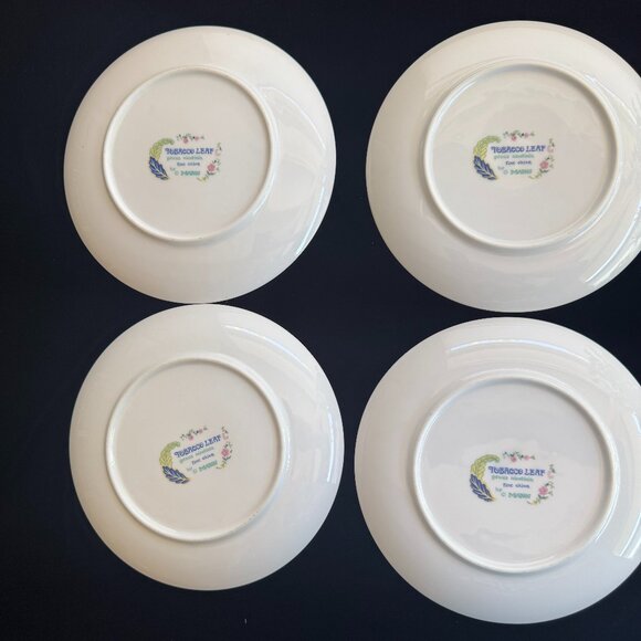 Set of 4 Vintage Imari Style Porcelain Tobacco Leaf Pattern Plates – 7.5” - Picture 2 of 3